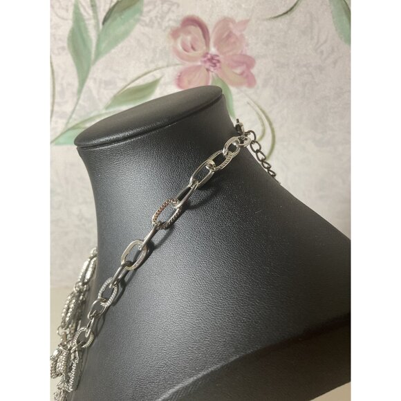 Silver-Tone Adjustable Three-Layered Chain Necklace For Women - Picture 5 of 5